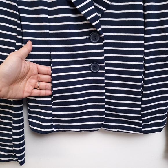 Forever 21 Navy White Stripes Blazer Jacket Women's Size M - Picture 11 of 16